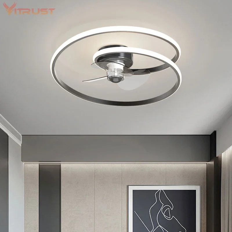 

Modern Ceiling Fans with Lights Reversible Oscillating Motor Remote Control Speeds Low Profile Ceiling Fan for Bedroom