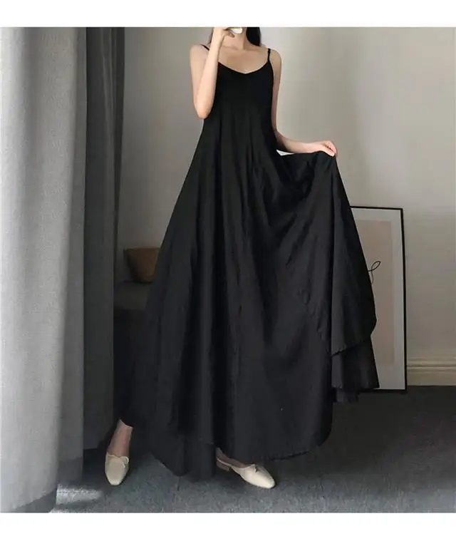 ZZ142 2024 Women's Summer Suspender Skirt Long Temperament High-end A-shaped Pendulum Skirt Bottom Slim Dress Inside 5