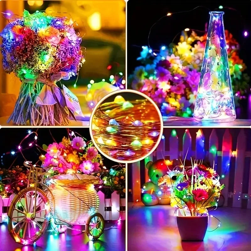 Enchanting LED String Lights - Copper & Silver Wire Garland for Home & Holiday Décor