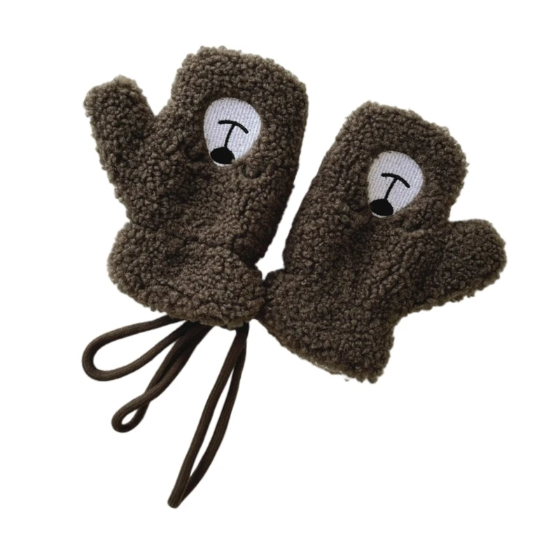 B2EB Lamb Wool Kids Gloves Full Finger Warm Cartoon Designings Gloves for Winter Play