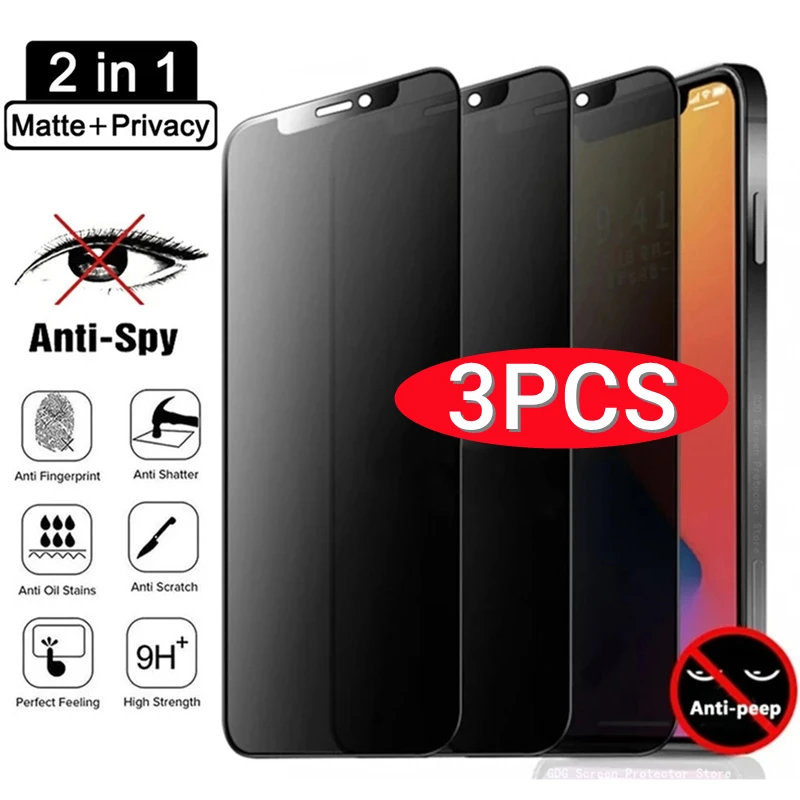 Matte Privacy Screen Protectors for iPhone 13 14 Pro Max 12 Mini 6 7 8 Plus Frosted Anti spy