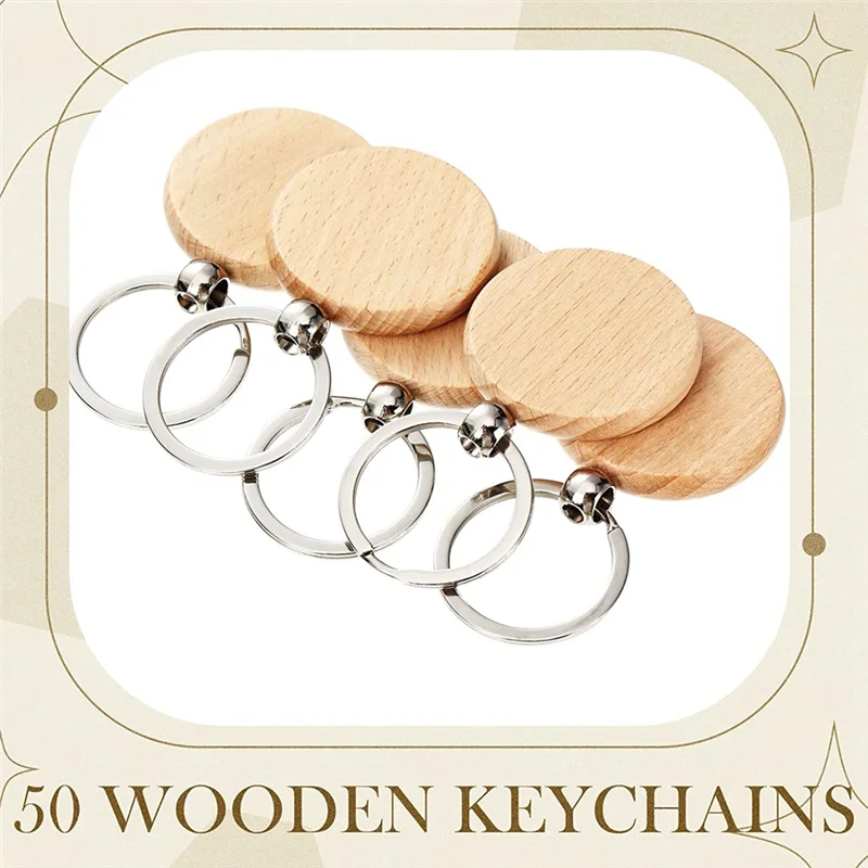 50 Pieces Blank Wooden Key Tag Key Engraving Blanks Unfinished