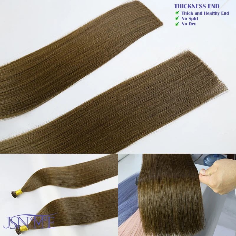 JSNME High Quality I Tip Real Human Hair Extensions Keratin Natural Hair Extension Straight Pre Bonded Stick Tip 1g/Strand