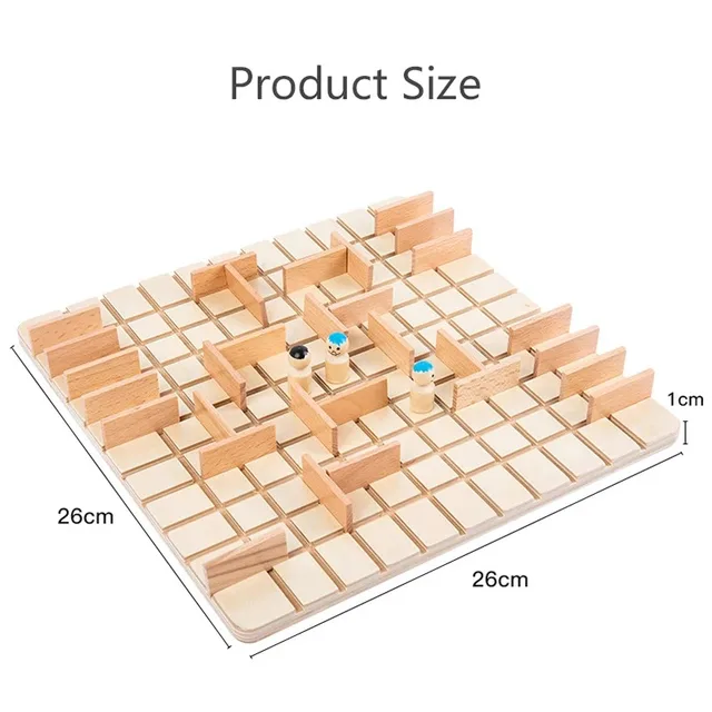 Kid Wooden Montessori Quoridor Board Game Logical Thinking Puzzle Toy Two Players Interactive Intercept Battle Brain Teasers Toy 6