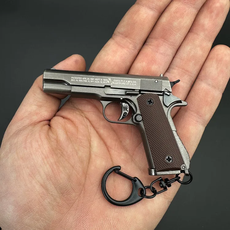 1/3 1911 Pistol Shape Keychain Shell Eject Gun Model Key Chain Bag Fidget Gadgets Pendant Ornament for Gift for Men Friends 4