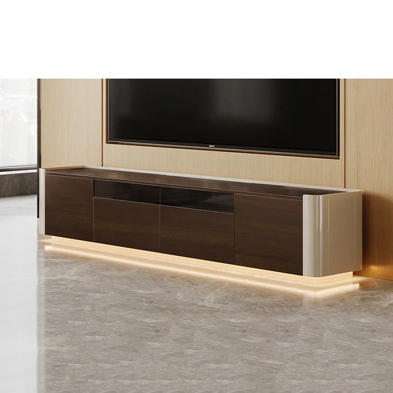 

Italian minimalist high-end living room TV cabinet tea table combination of modern simple light luxury storage locker