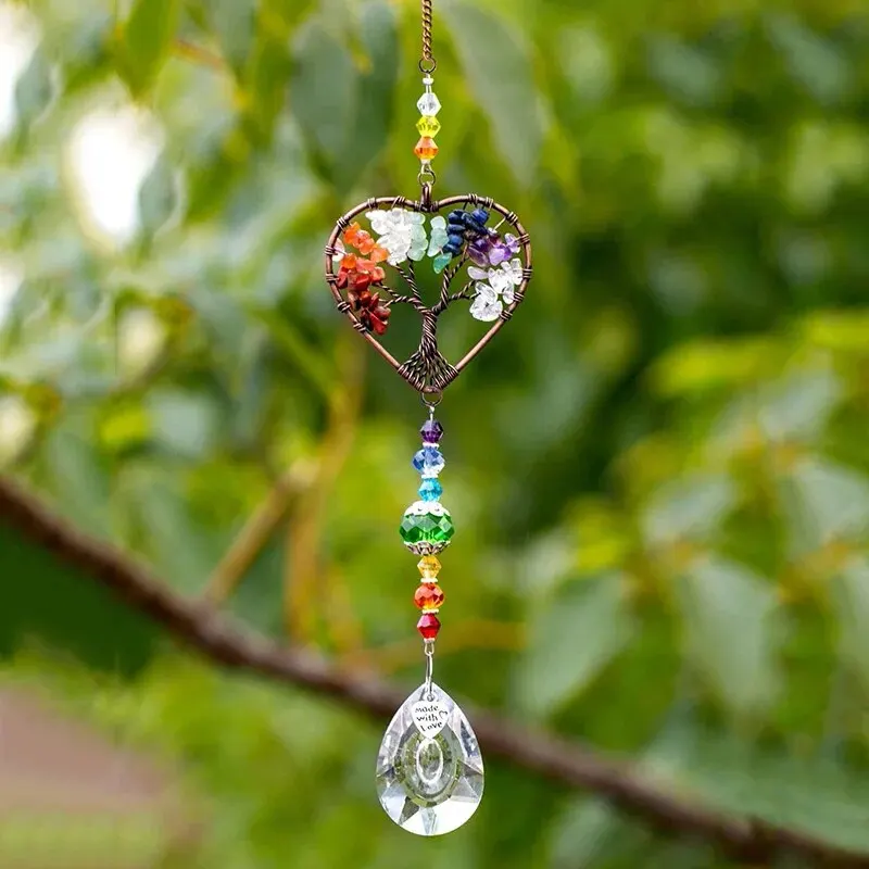 Colorful Original Stone Tree Of Life Crystal Glass Pendant 1pc Outdoor Garden Light And Sun Catcher Decorative Crafts,sun catcher,sun catchers,crystal pendant,solar garden light