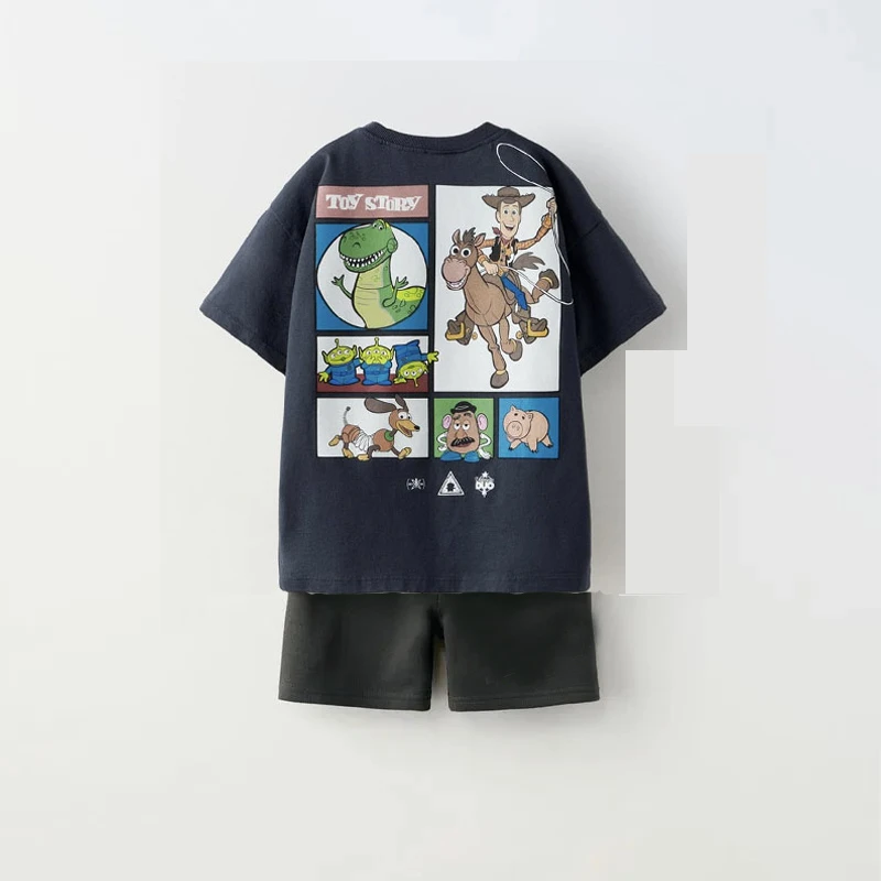 Summer 2025 Kids Baby Boy Outfits Summer Fashion Toy Story Disney Print Tops Tee + Shorts Toddler Boy Clothes Suit Kid Clothes 4