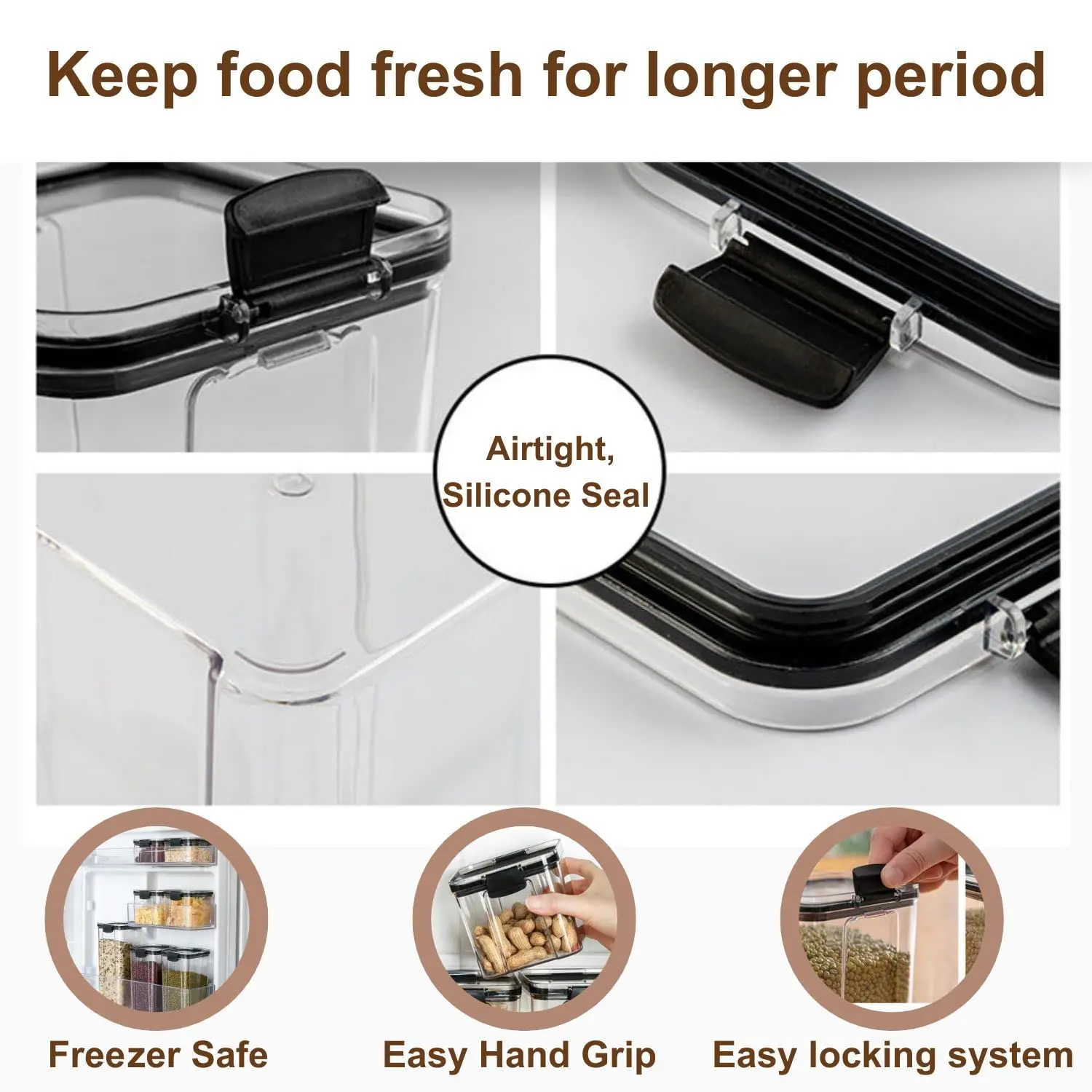 Clear Airtight Food Storage Containers with Lids, Plastic Canister for Kitchen Organizer Storage, for Flour, Sugar, Cereal, Rice 4