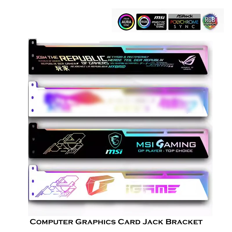 Placa Gráfica de Computador Jack Bracket Suporte Argb 5v Sync Phantom Gpu Holder de Montagem Horizontal Marcas fé Preto e Branco - Imagem 3