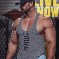 Nouveaux hommes coton débardeurs gym fitness muscle chemise sans manches mâle impression maillot de corps basket-ball musculation sport gilet hommes 3