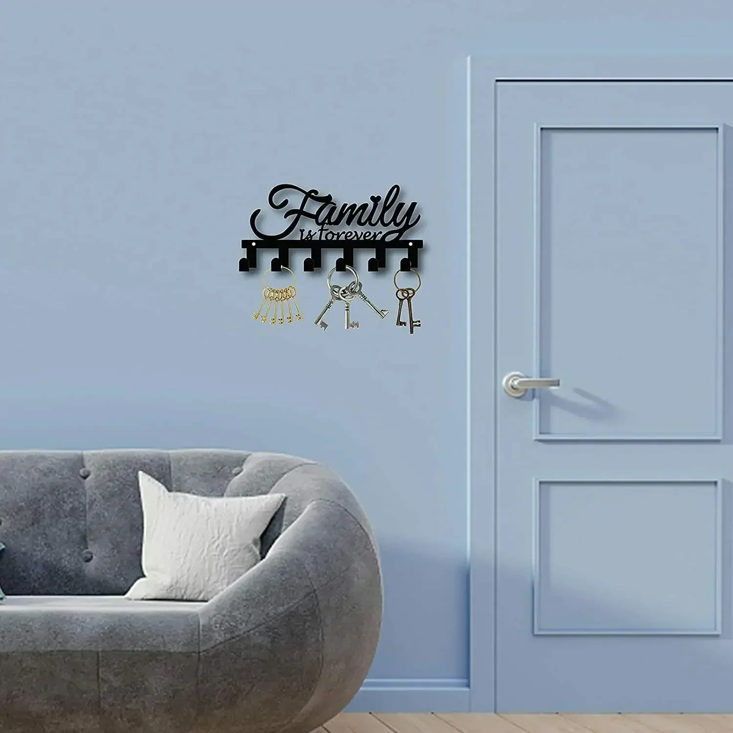 Description Picture 3 of itemVintage Cast Iron Key Holder with 6 Hooks Wall-Mounted Coat Rack and Metal Art for Living Room & Home Decor, Rustic Wall Hanger