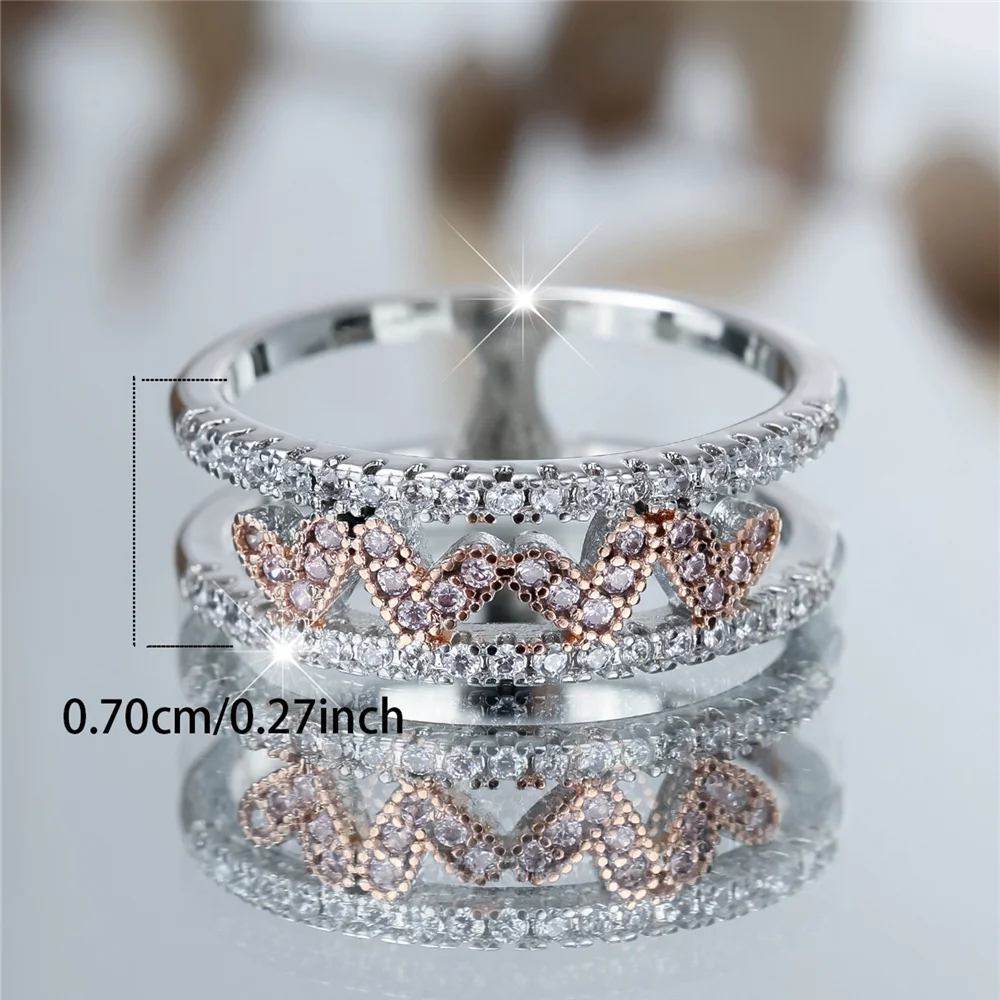 Crystal Female White Zircon Stone Engagement Rings For Women Silver Color Wedding Bands Jewelry Party Gifts