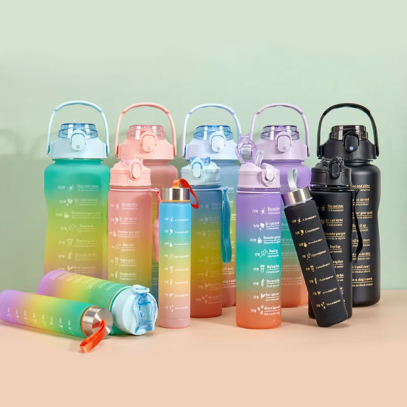 botellas botella de para agua motivacional gimnasio plastico fitness vaso  3pcs