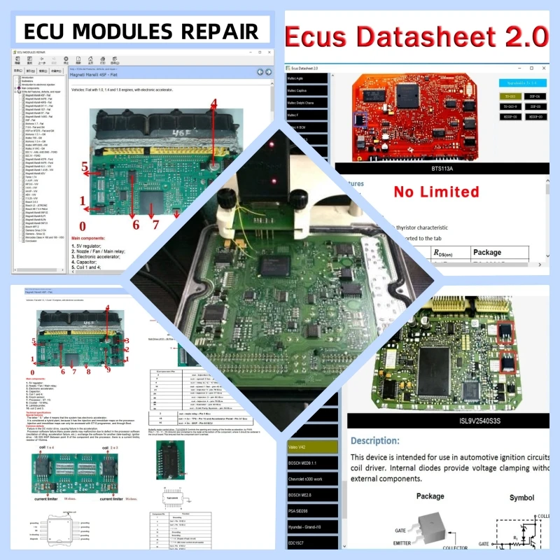 Hot! ECU Repair Software ECU Modules Repair+Ecus Datasheet Pinout Immo Location Including Multimeters Transistor EEprom Defects