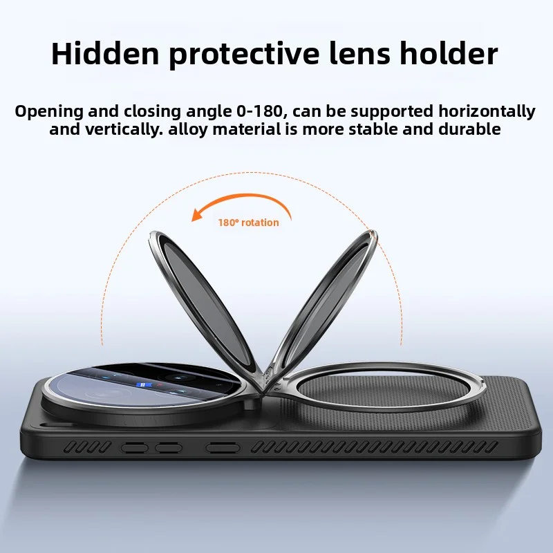 Premium Hard Silicone Heat Dissipation Protective Back Cover with Lens Stand