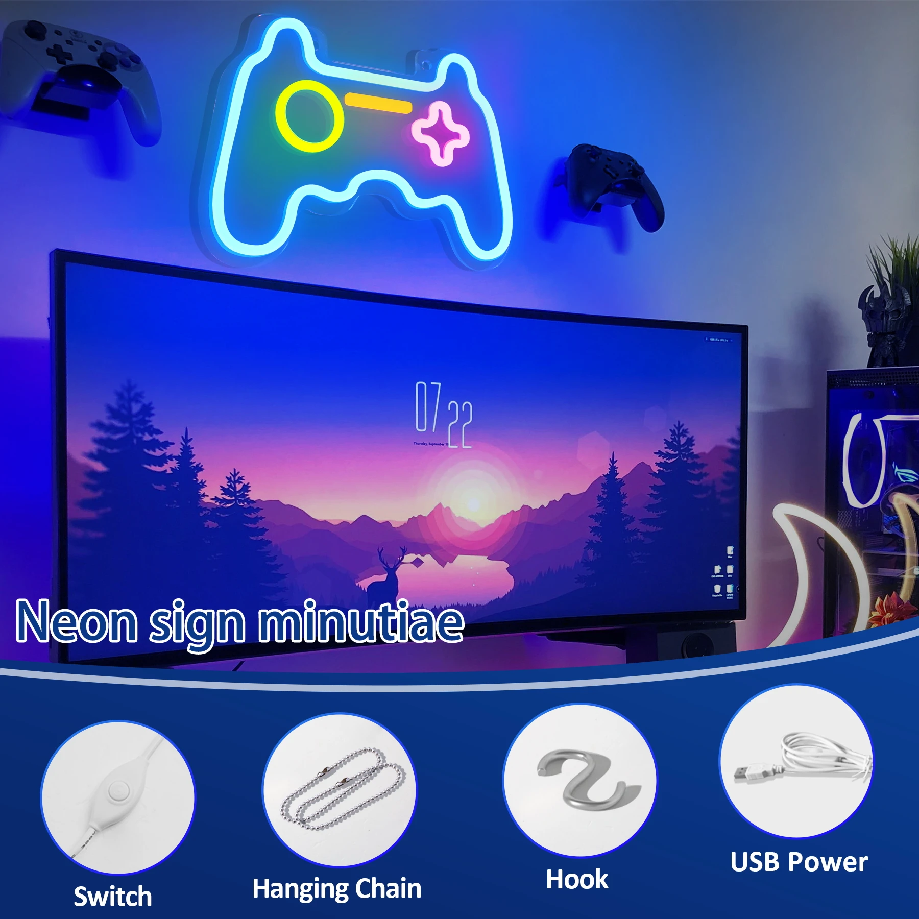 Gamer Led Sign Neon Led Sign Good Vibes Wall Decor Gaming Room ...