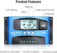 Contrôleur de Charge solaire MPPT 30A 40A 50A 60A 100A 12V 24V, déchargeur de Charge double USB automatique, régulateur de panneau solaire, écran LCD 3