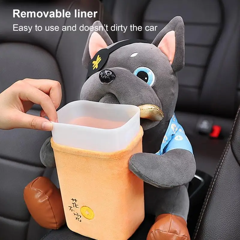 Doggie Trash Can 2 In 1 Plush Dog Car Tissue Box Trash Can Cute Animal Tissue Creative Box For Vehicle Supplies