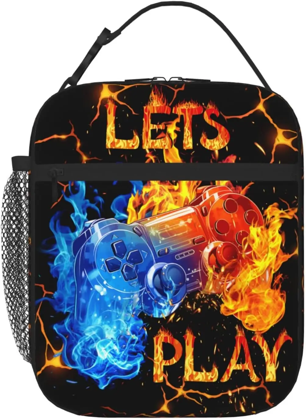 Epic Gamer Lunch Tas voor Kinderen 3D Gaming Controller Lunch Box voor School Reizen Geïsoleerde Lunchbag met Drankhouder