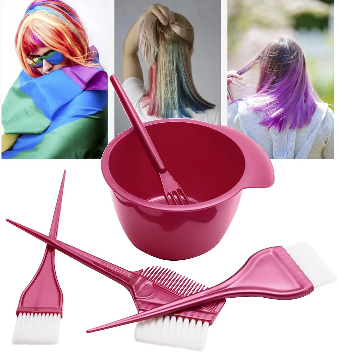 5PCSpeciality Salon Hair Color Dye Bowl Comb Brushes Tool Kit Set Tint Coloring Dye Bowl Comb Brush Twin Headed Brushes Set