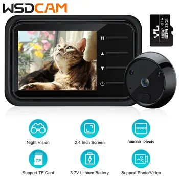 WSDCAM Spioncino per porta Telecamera LCD da 2,4 pollici Telecamera per porta elettronica Registrazione IR Notte Spioncino digitale per porta Foto Smart Viewer
