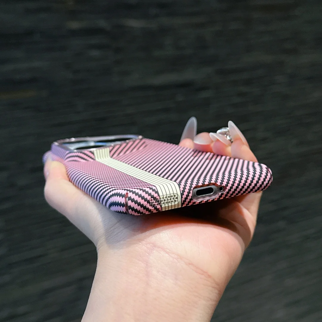 3D Magsafe Carbon Fiber Protective Phone Back Cover with Metal Camera Guard