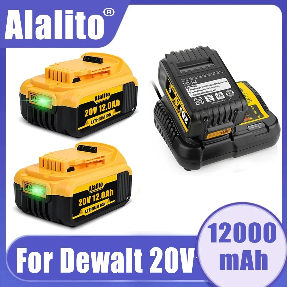 

Upgrade 20V 12000mAh DCB200 Replaceable Li-ion Battery Compatible for Dewalt 18 Volt MAX Power Tools 18650 Lithium Batteries