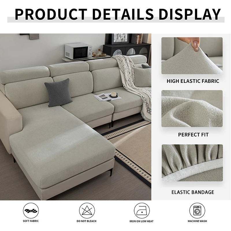 Suede Sofa Seat Cushion Cover, Elegant and Comfortable, Fits Loveseat, 3-Seater, Chaise ,Single Sofa, Easy to Clean, Home Decor 6