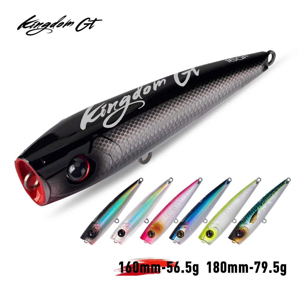 KINGDOM GT Fishing Lure Topwater Popper 56.5g 79.5g 160mm 180mm Artificial Hard Saltwater Tuna Bait