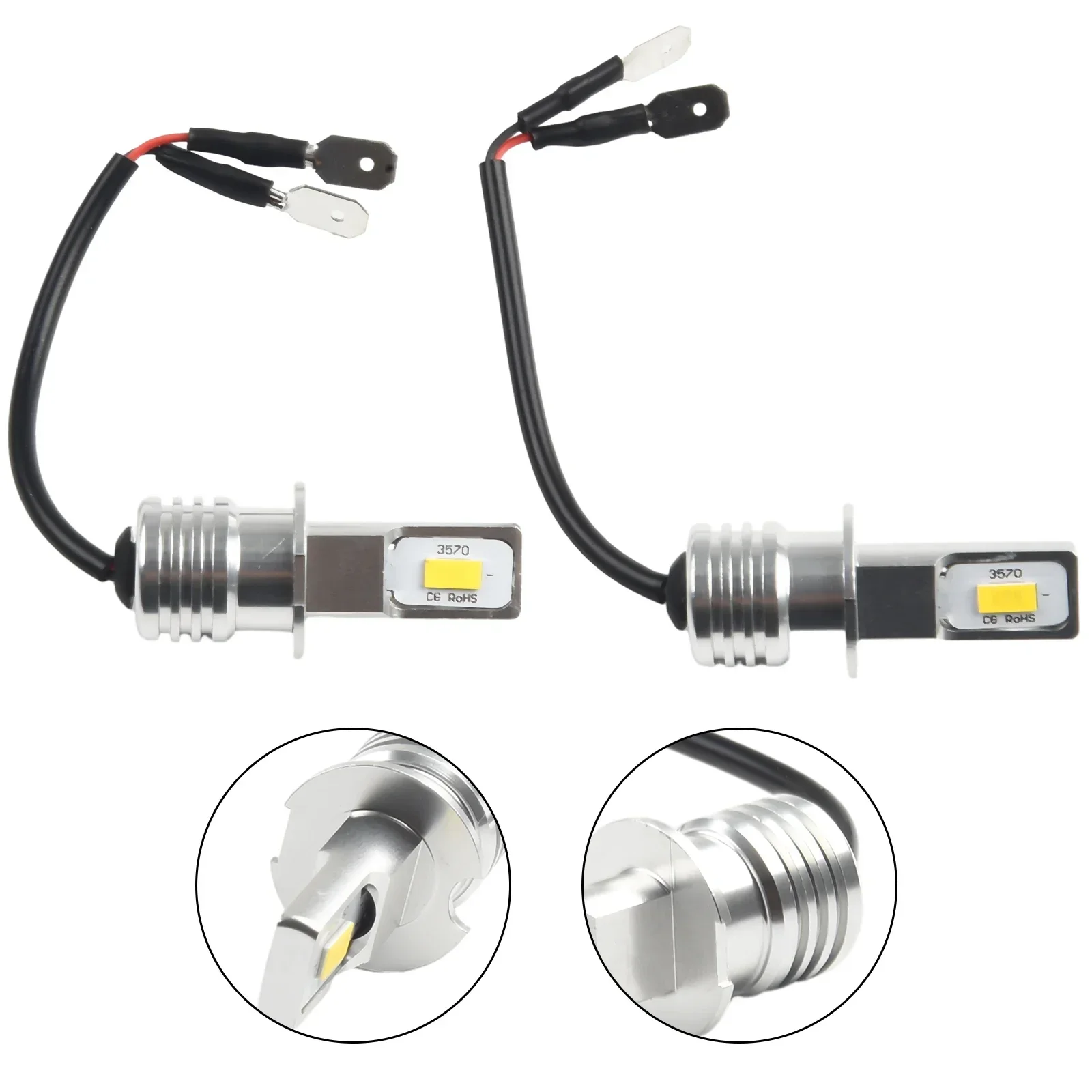 2x H3 Fog Lamp Led Fog Light Bulb Conversion Kit Super Bright Yellow For Drl Lamp 3000k 80w 3570 2smd 12v-24v Dc For 360 Degrees