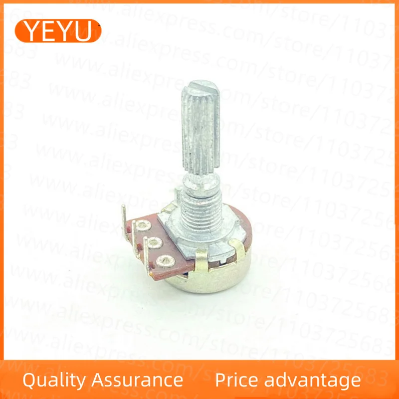 2PCS 16 Type B5K Internal Bent Foot 3-pin Single Power Amplifier Speaker Volume Adjustment Potentiometer 25mm Shaft Length