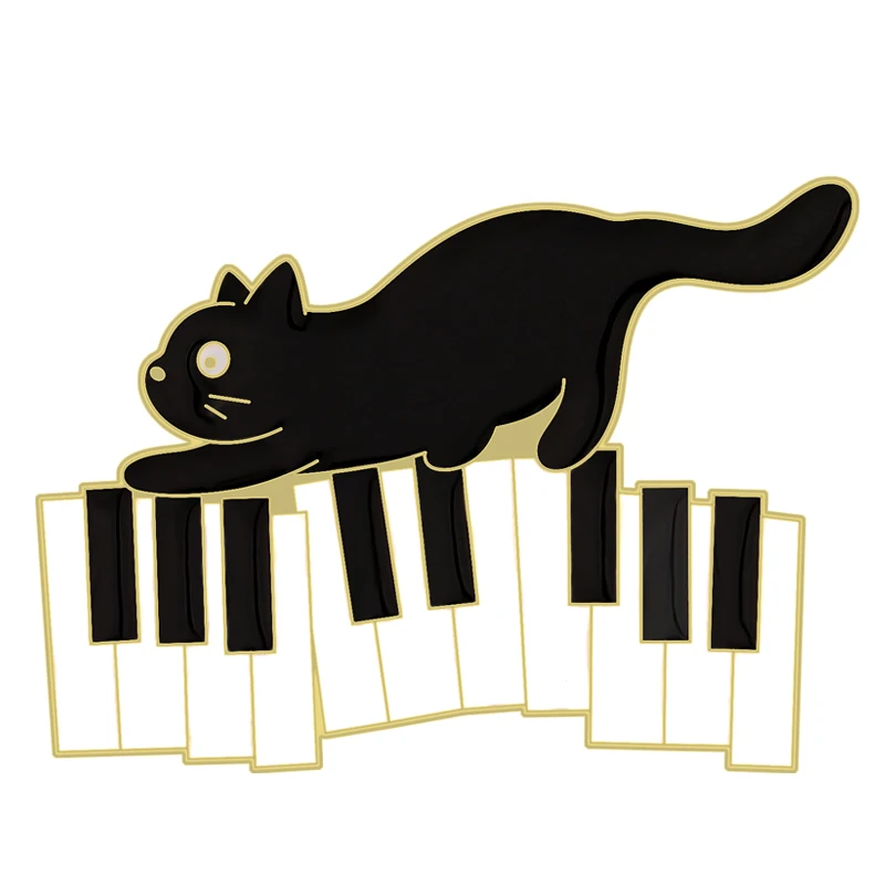 LIOOBO 5 Pièces Broches Émail Chat Noir Musique Pins Cartoon