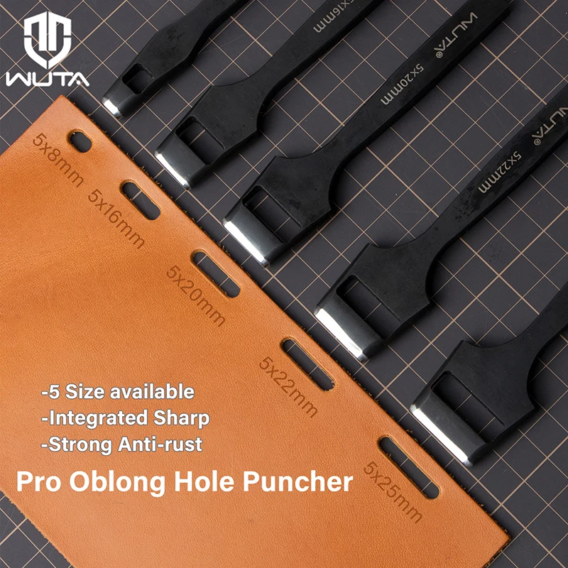 WUTA Leather Belt Hole Puncher Flat Hollow Punches Oblong Punching Tools Strap Watch Band Heavy Duty Oval Hole DIY Leather Craft leather hole puncher leather hole punch leather punch tool
