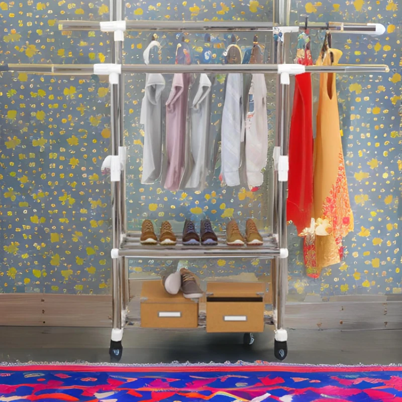 Boutique Indumento Appendiabiti Ruote Alla Moda Multifunzionale Appendiabiti Ad Angolo Ultraleggero Ingresso Stendibiancheria Mobili