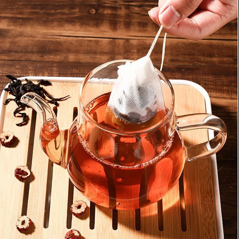 2000-100Pcs Disposable Filter Infusers Empty Drawstring Seal Scented Loose Tea Bags Herb Kitchen Spice Brew Coffee_voghion.com