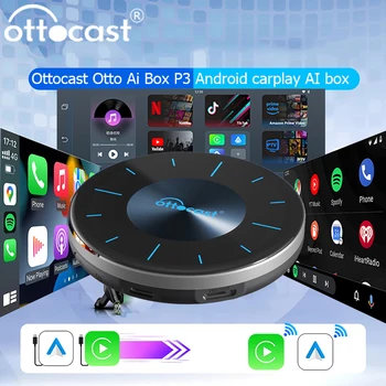 OTTOCAST P3 Otto Ai Box CarPlay AI Box Wireless Android Auto Smart TV Box Accessori Auto per Benz Audi Kia Hyundai VW Toyota