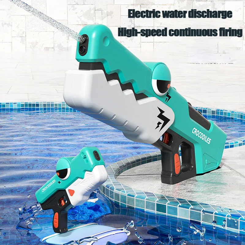 Large Size Electric Water Gun Crocodile Automatic Suction Water Guns Toy Children's Blow-Water Spray Pistol Swim Pool Toys Boy 3