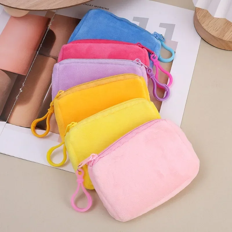 Coin Purse 6pcs Plush Women Mini Square Change Pouch Wallet Headphone Bag Key Holder Zero Wallet Box