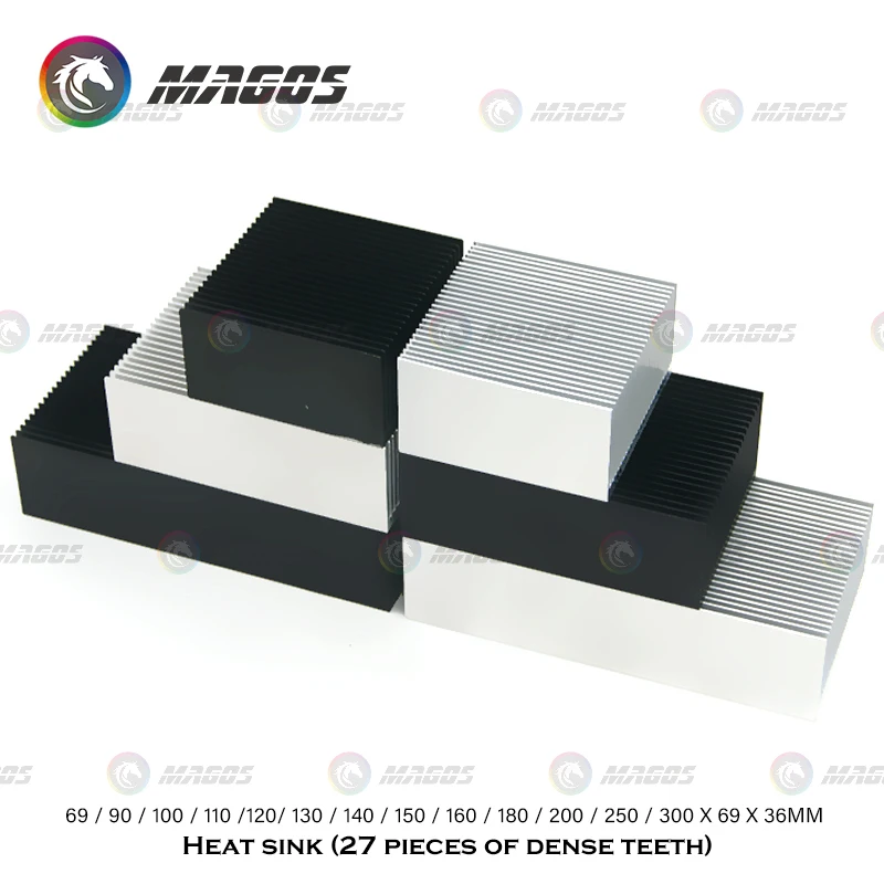Radiador Eletrônico de Alumínio com Dentes Densos Dissipador de Calor Extrudido Sistema de Refrigeração de Água 100 130 150 200 300x69x36 mm - Imagem 3