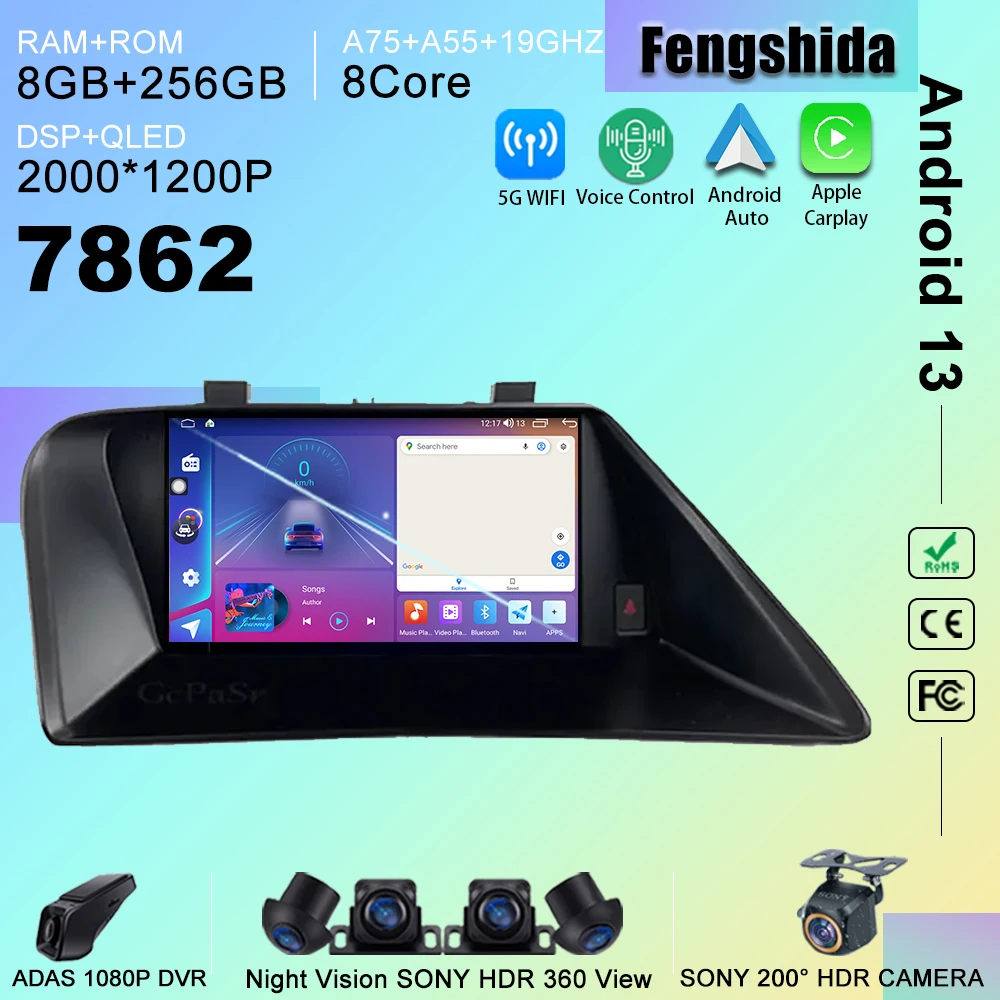 

7862 CPU Android 13 Car DVD Radio For Lexus RX 270 350 450 2009-2014 Multimedia Player GPS Navigation No 2din DVD QLED Screen BT