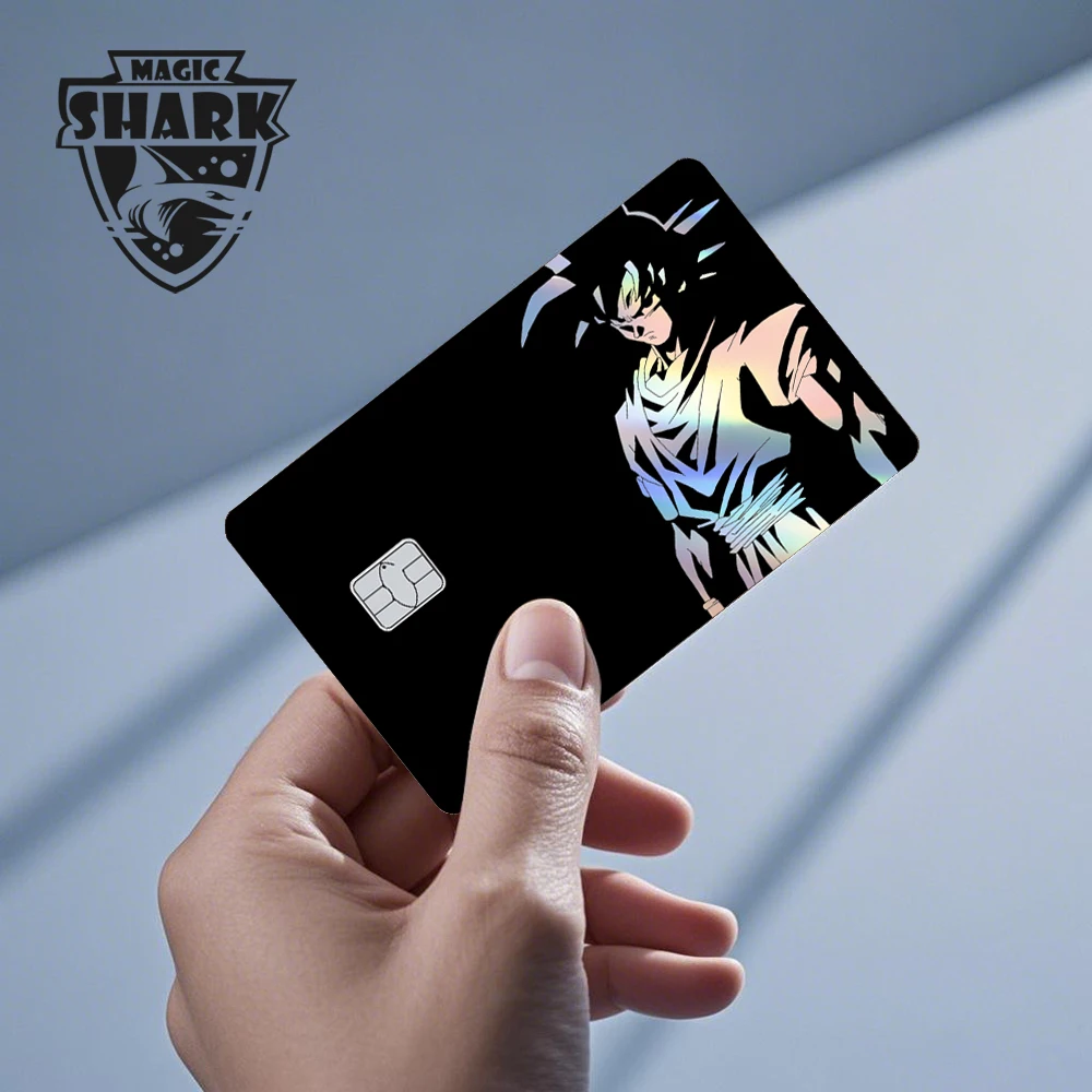 كرات التنين السحرية القرش غوكو فيغيتا كول تسلق ثلاثي الأبعاد ليزر الخصم الائتماني بطاقة ملصق فيلم غطاء الجلد الأمامي