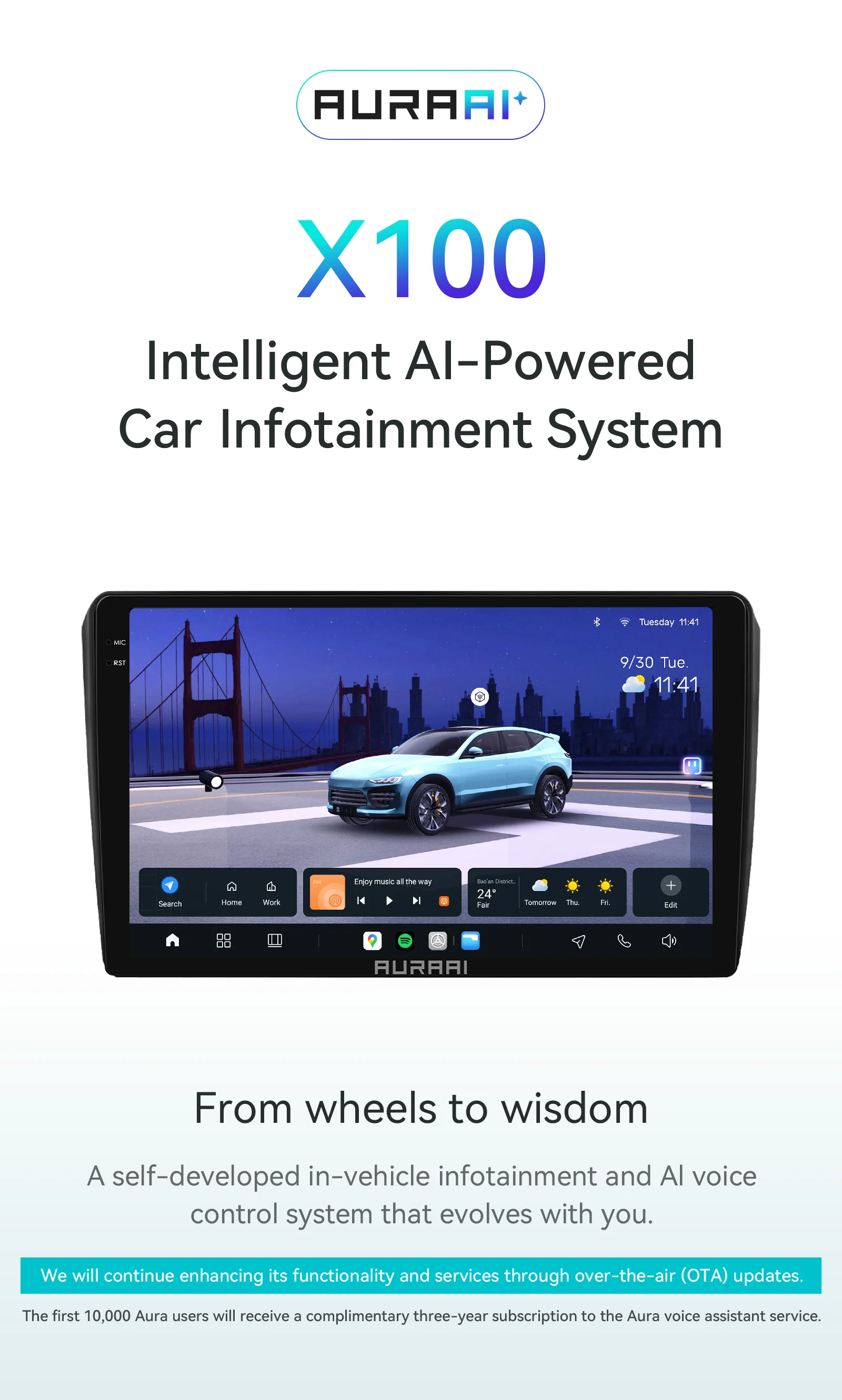 AURAAI X100 Android Auto Intelligente Bildschirm für Audi A3 8P 2003-2013 UNIS7870 RDS DSP SWC 4G BT Auto CarPlay AI Sprachsteuerung – Detail 1