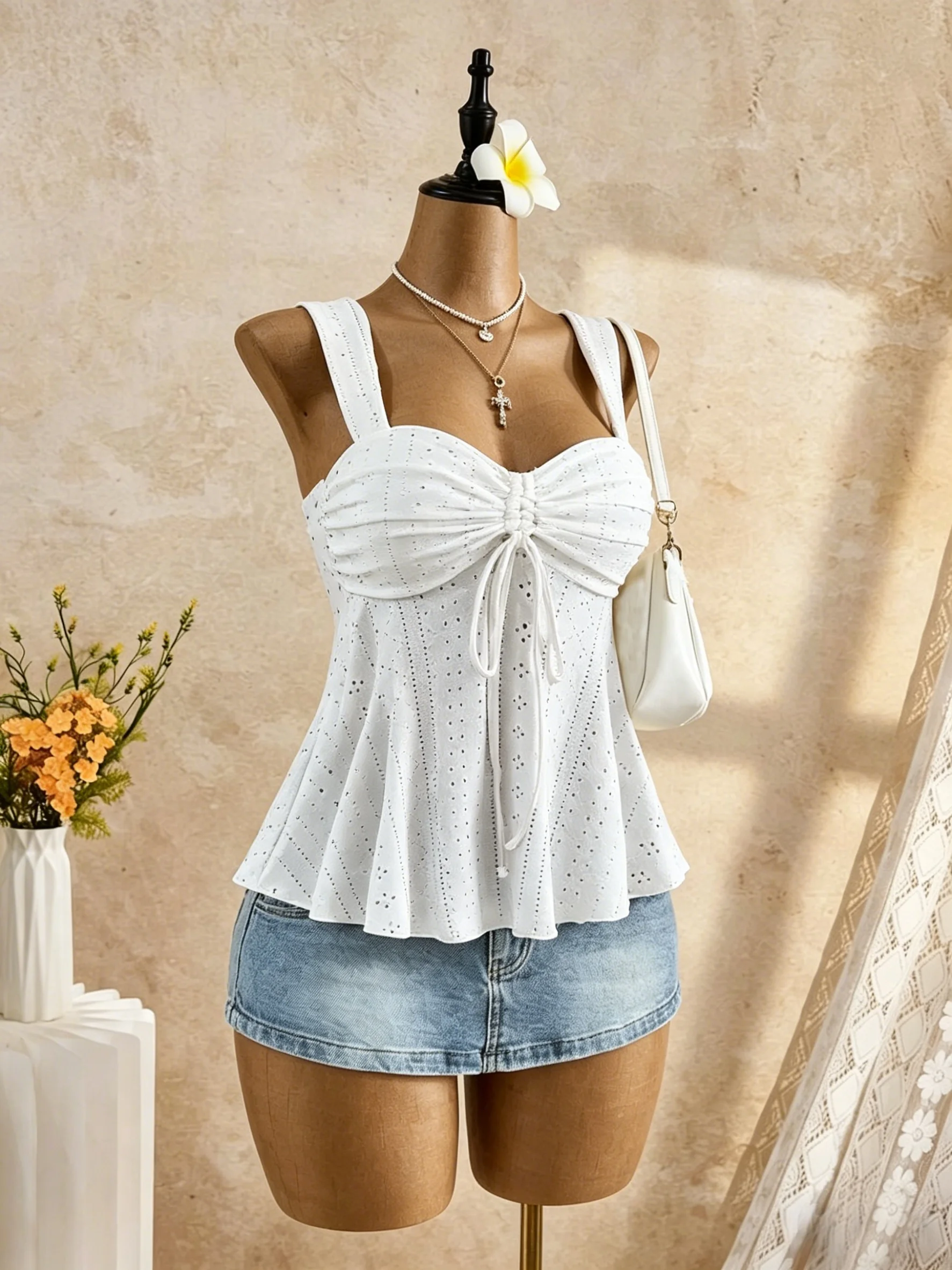 Women’s Polka Dot Peplum Cami 4