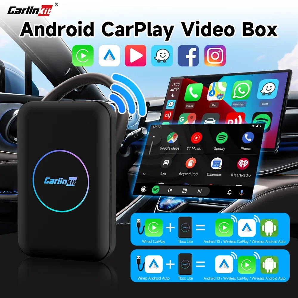 Carlinkit Lite Wireless Carplay Android Auto Dongle Streaming Android Tv Box Carplay Box Wifi Bt Auto-Connect Per Youtube Iptv
