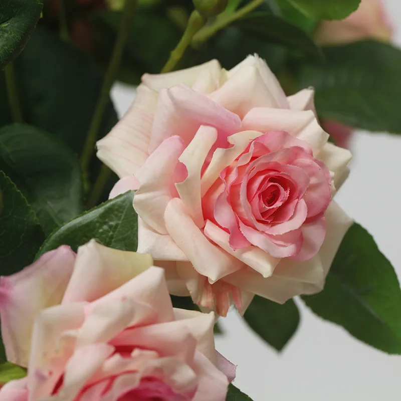 52 cm3 Köpfe gekräuselte Rose künstliche Blume nach Hause Hochzeit Blumenstrauß dekorative Verzierung fühlen sich realistische feuchtigkeit spendende Rose – Detail 12
