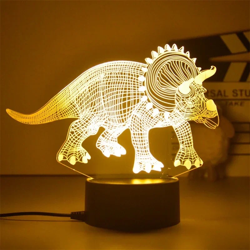 3D LED 공룡 램프, 애니메이션 드래곤 야간 조명, 방 침실 장식, 따뜻한 흰색 생일 휴일 선물, 어린이 야간 조명
