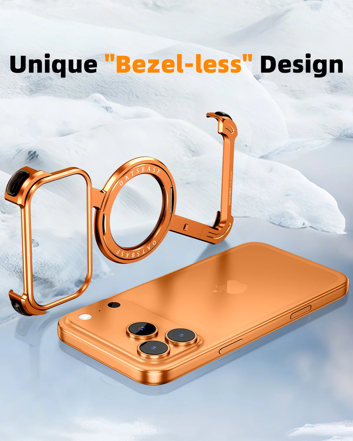 Oatsbasf Frameless Magsafe Protective Phone Case with 360° Rotatable Stand & Shockproof Design