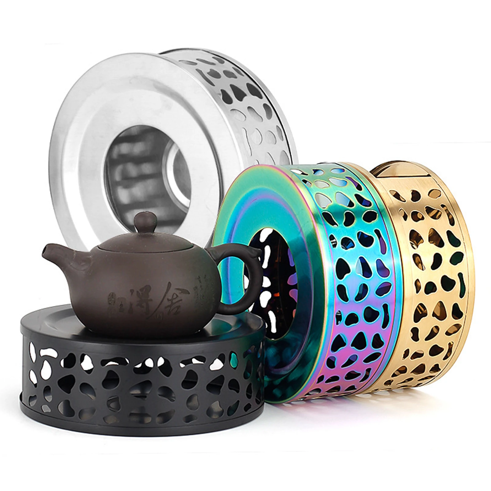 TeapotWarmerStainlessSteelHollowHeatingBaseTeaWarmerCandle