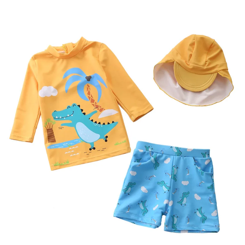 

HappyFlute New Prints Long Sleeve With Pant Sunscreen Baby Boys Soft &Breathable Summer Swimsuit